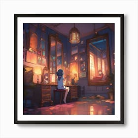 Manga Girl In A Room 10 Art Print