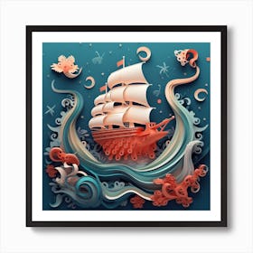 Ship In The Sea 2 Art Print