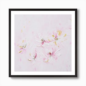 Light Pink Flower Painting Square Art Print