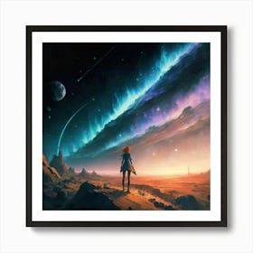 Girl In Space Art Print