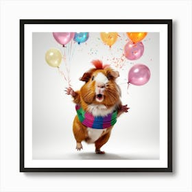 Guinea Pig With Balloons Art Print