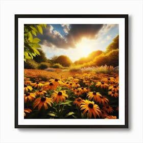 Sunflowers In The Field Art Print