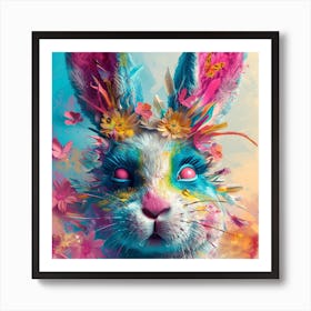 Bunny With Flowers Art Print