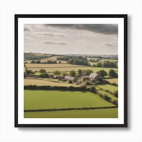 Aerial View Of Farmland Art Print