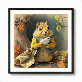 Squirrel Reading A Letter Art Print