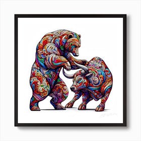 Bears And Bulls Stock Market - Crypto Rally Art Print