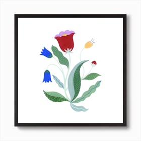 Bold Flower Red Gouache Painting 1 Art Print