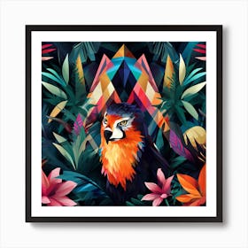 Colorful Parrot In The Jungle Art Print