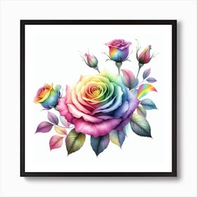 Rainbow roses Art Print