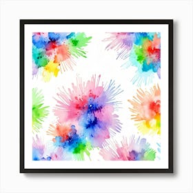 Watercolor Flowers Seamless Pattern Art Print