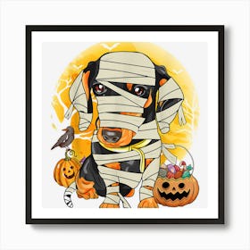 Funny Mummy Dachshund Dog Lover Owner Halloween Costume Day Art Print