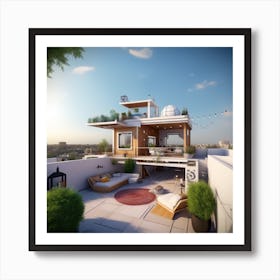 Modern Rooftop House Art Print