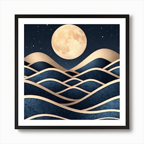 Moon Over The Ocean 2 Art Print