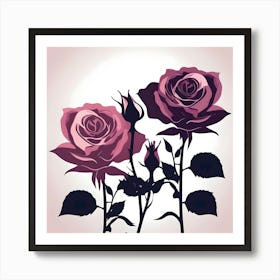 Dark pink roses on light background Art Print