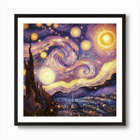 The Milky Way In Shades Of Honey And Lavender Swirls Klimt Style 4 Poster