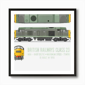 British Railways Class 23 Baby Deltic Locomotive Diagram Art Print