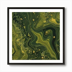 olive gold abstract wave art 2 Art Print