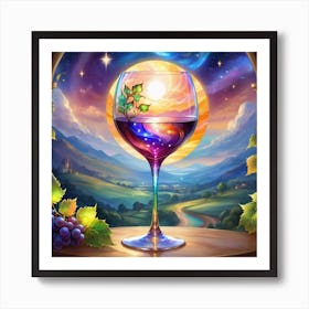 Wine Glass With Grapes Art Print