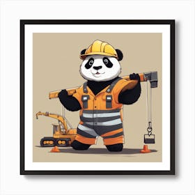 Panda Crane Worker Art Print