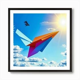 Paper Airplane Flying In The Sky Poster