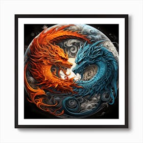 Dragons Yin And Yang Art Print