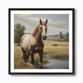 Horse By The Stream 1 Art Print