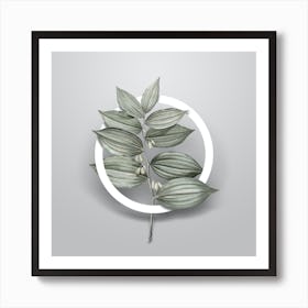 Vintage King Solomon's Seal Minimalist Botanical Geometric Circle on Soft Gray n.0394 Art Print