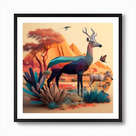 Deer in the Savannah Art Print