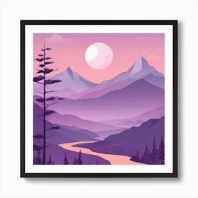 Misty mountains background in purple tone 78 Art Print