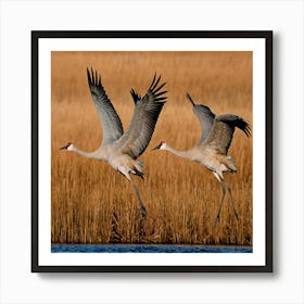 Sandhill Cranes In Flight 2 Art Print