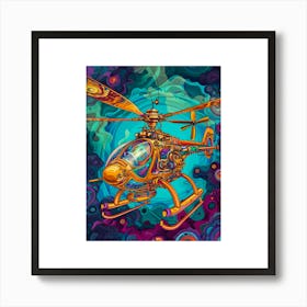 Retro Psychedelic Helicopter Art Print