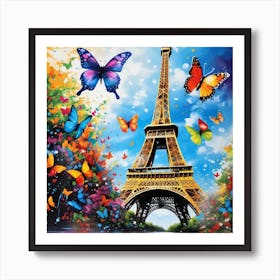 Paris With Butterflies 115 Art Print