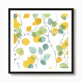 Seamless Pattern Of Aspen Tree Leaves 2 Art Print