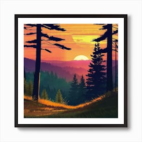 Sunset In The Forest 37 Art Print