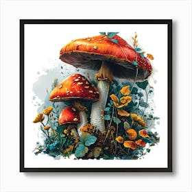 Mushrooms In The Meadow 2 Art Print