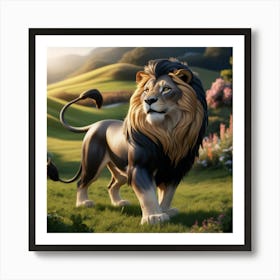 A stunning view of a lion in nature Art Print