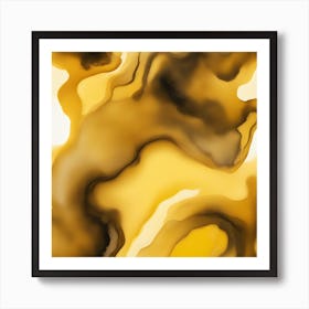 Beautiful honey mustard abstract background. Drawn, hand-painted aquarelle. Wet watercolor pattern. Artistic background with copy space for design. Vivid web banner. Liquid, flow, fluid effect. Art Print