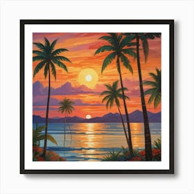 Sunset At The Beach 25 Art Print