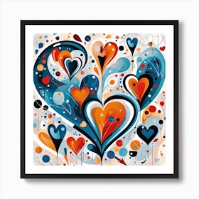 Abstract Hearts Art Print