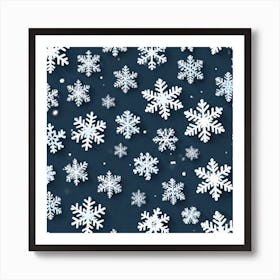 Snowflakes On A Blue Background Art Print