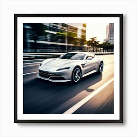 Automobile Driving Speed White Sport Road Fast Vehicle Car Motion Drive Style Photograph (7) Art Print