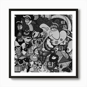 Abstract Figurative / Black & White / Zodiac Sign Libra / 40x40cm Art Print