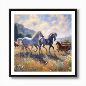 Horses In The Meadow 2 Art Print