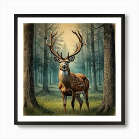 Deer In The Woods 23 Art Print