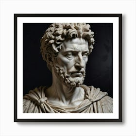 Imposing Marble Bust Of The Roman Emperor Marcus Art Print