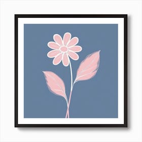 A White And Pink Flower In Minimalist Style Square Composition 277 Art Print