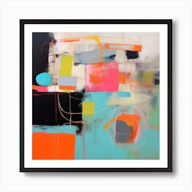 Blue Vibes Colorblock Contemporary Art 1 Art Print