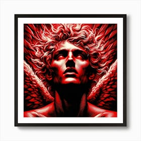 Fallen Angel Red And Black Illustration 1 Art Print