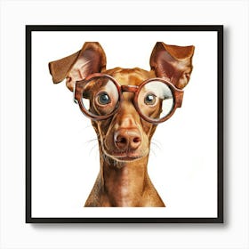 Dachshund Wearing Glasses Poster