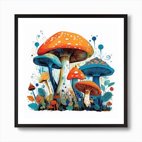 Mushrooms In The Forest 10 Art Print